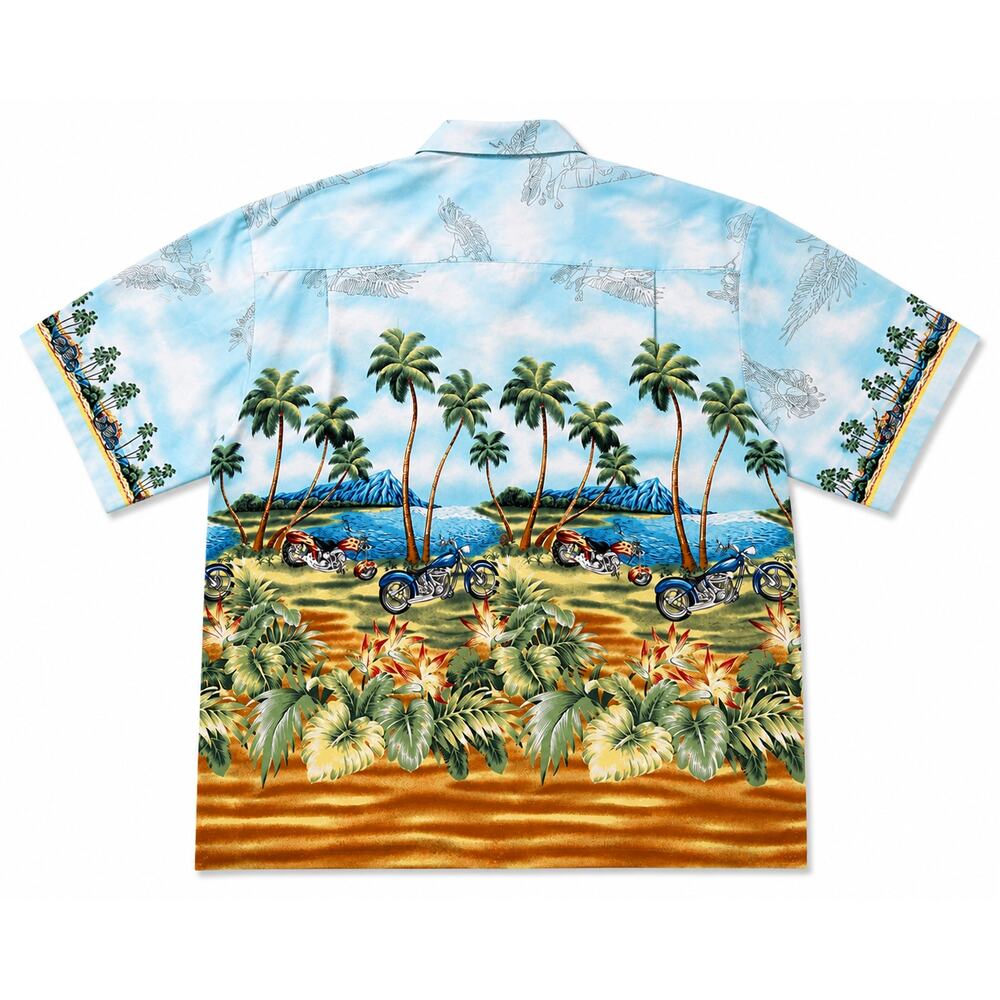 Vintage Go Hawaii Hawaiian Shirt XXL Scenic Motorcycle Tropical Camp Collar - Picture 2 of 6